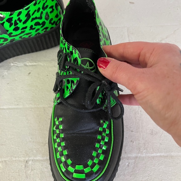 Strangecvlt green leopard punk creepers 1.5” platform sz 7 - Picture 3 of 4
